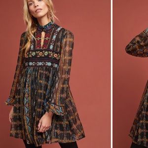 NWT Anthropologie Elina Embroidered Dress Sz 0